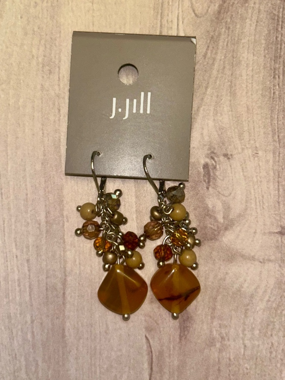 J. Jill Amber and Gold Cluster Dangle Earrings